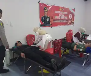 Brimob Turut Andil Donorkan Darah Dalam Rangka HUT Humas Polri Ke-79