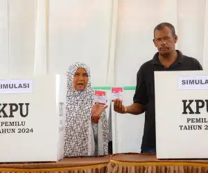 Ratusan Masyarakat Ikuti Simulasi Pemungutan Suara Yang Digelar KIP Nagan Raya