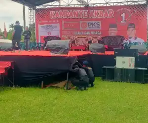 Brimob Polda Aceh Amankan Lokasi Kampanye Akbar Di Nagan Raya