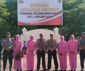 Upacara Kenaikan Pangkat Personel Batalyon C Pelopor Di Mapolres Nagan Raya