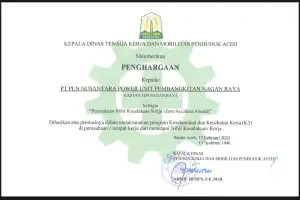 Nihil Kecelakaan, PLN Nusantara Power UP Nagan Raya Raih Penghargaan K3