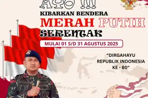 Danyon C Pelopor Ajak Warga Nagan Raya Kibarkan Bendera Merah Putih Sambut HUT RI ke-80