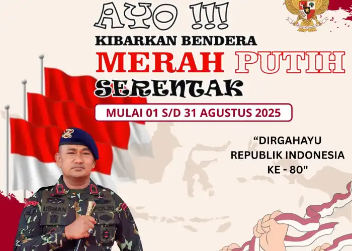 Danyon C Pelopor Ajak Warga Nagan Raya Kibarkan Bendera Merah Putih Sambut HUT RI ke-80