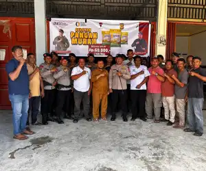 Brimob Polda Aceh Hadirkan Pasar Beras Murah,Warga Woyla Barat Antusias