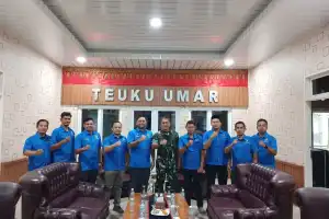 Menyambut HUT RI Ke-80 dan Peringati Damai Aceh, KNPI Nagan Raya bersilaturahmi dengan Danrem 012/TU