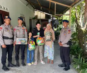 Hangatnya Kebersamaan Idul Fitri, Danyon C Pelopor Berbagi dengan Anak Yatim Personel Brimob