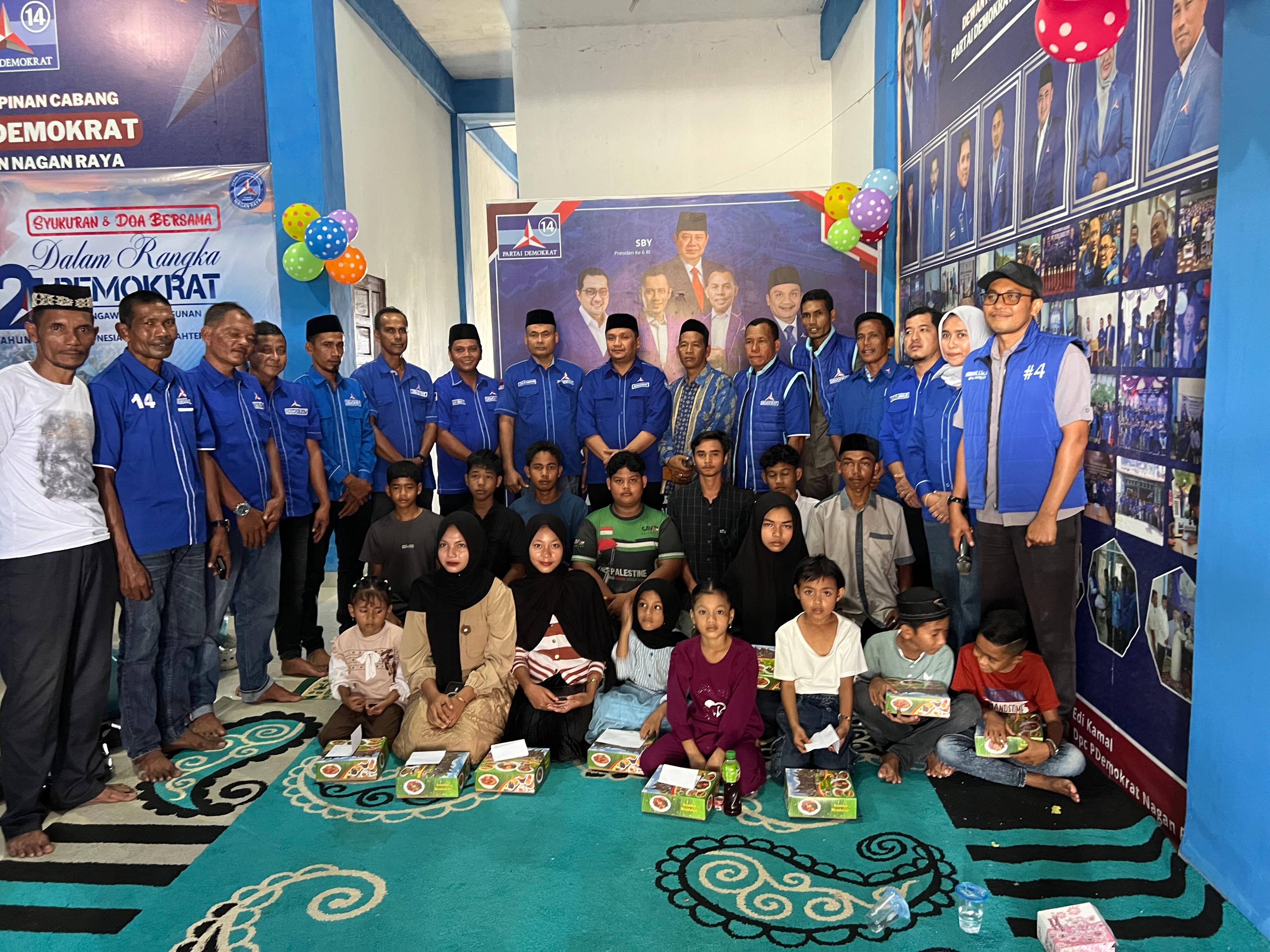 DPC Demokrat Nagan Raya Santuni Anak Yatim di Ajang Hut ke 24 Partai